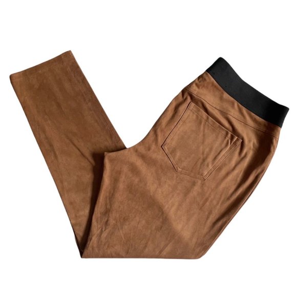 INC International Concepts Pants - INC Brown Faux Suede Pull On Stretch Skinny Pants Sz 16W NWOT